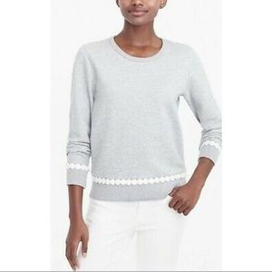 J Crew Scallop Grey Sweater with white detailing | size xs